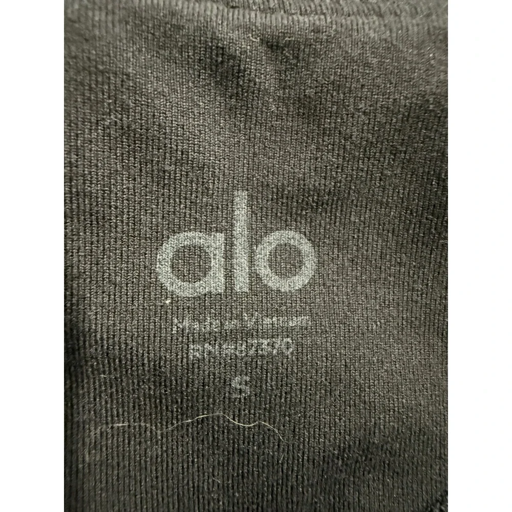 Alo Yoga Women Black High Waist Front Slit Flare Leggings Yoga Pants Size S